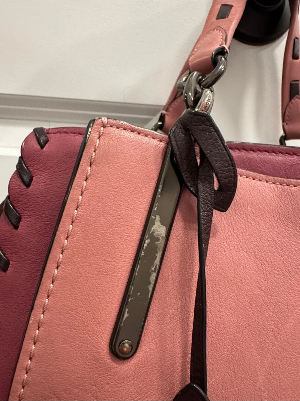 Coach dreamer in colorblock with whipstitch & c charm shoulder bag purse